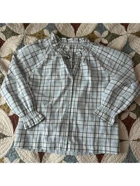 Baybala Harper Top in Powder Plaid w ruffle details Size M cottagecore feminine